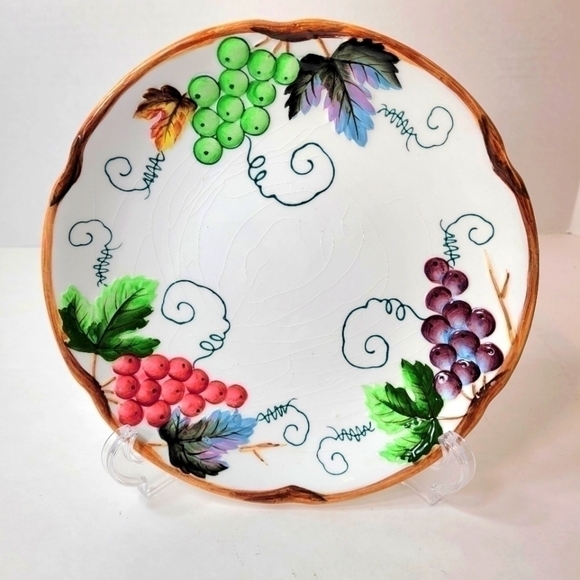 Vintage Rare 1950's Lefton Raised Grape Design Hand Painted Plate 8" Set… - Picture 1 of 14